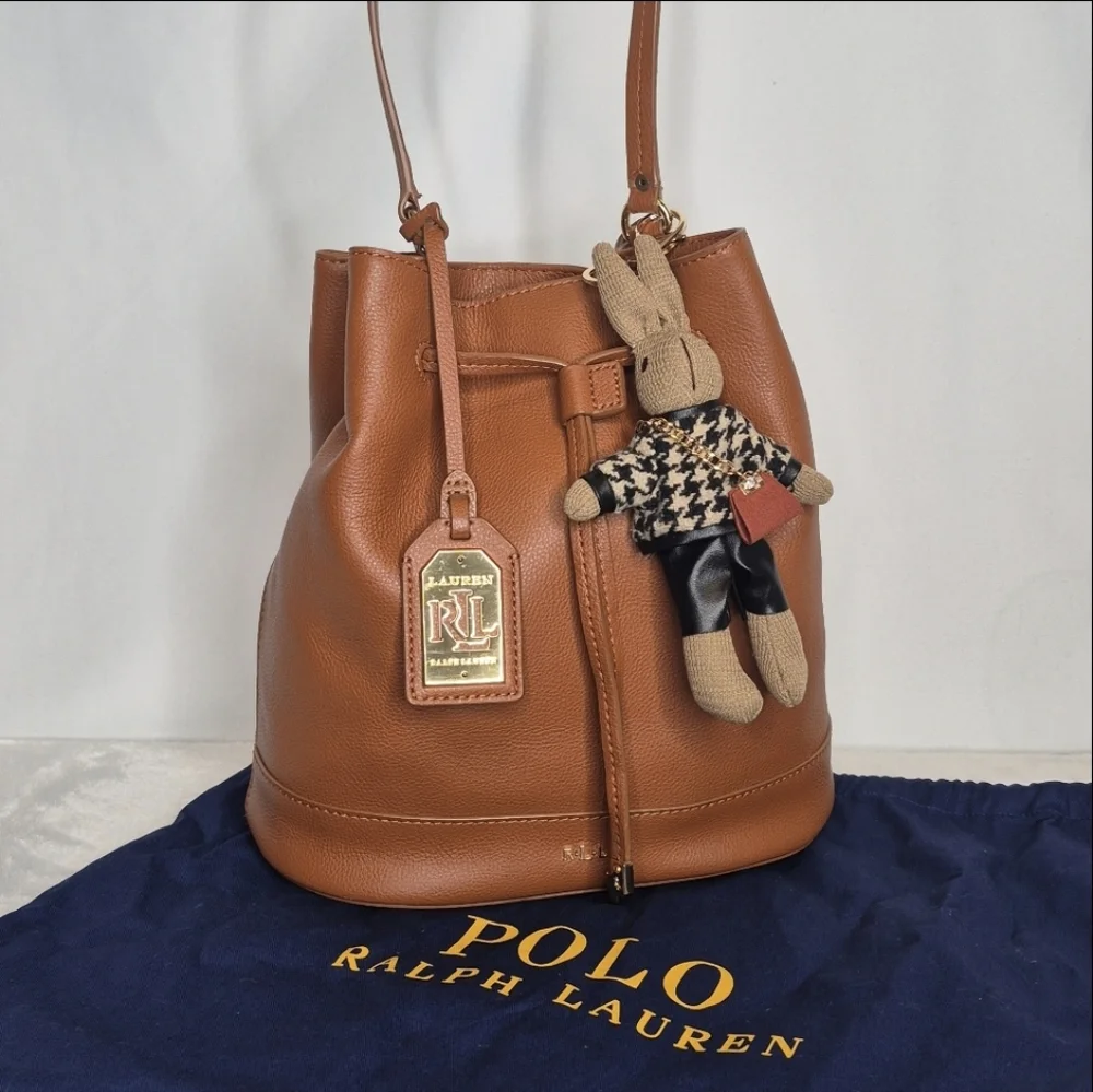 Lauren Ralph Lauren Leather Drawstring Bucket Bag - Picture 3 of 17